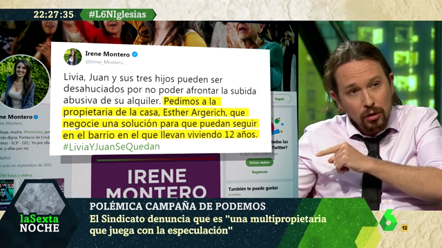 Pablo Iglesias sobre el vídeo de Irene Montero: "Ojalá hubiera ministros que se preocuparan de los que pagan un alquiler" Pablo Iglesias sobre el vídeo de Irene Montero: "Ojalá hubiera ministros que se preocuparan de los que pagan un alquiler"