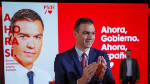 El presidente del Gobierno, Pedro S&aacute;nchez, en un acto de campa&ntilde;a
