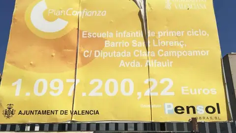 Cartel anunciador de las obras Cartel anunciador de las obras