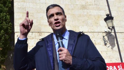 Pedro S&aacute;nchez en un mitin