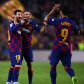 Messi, junto a Jordi Alba y Luis Suárez