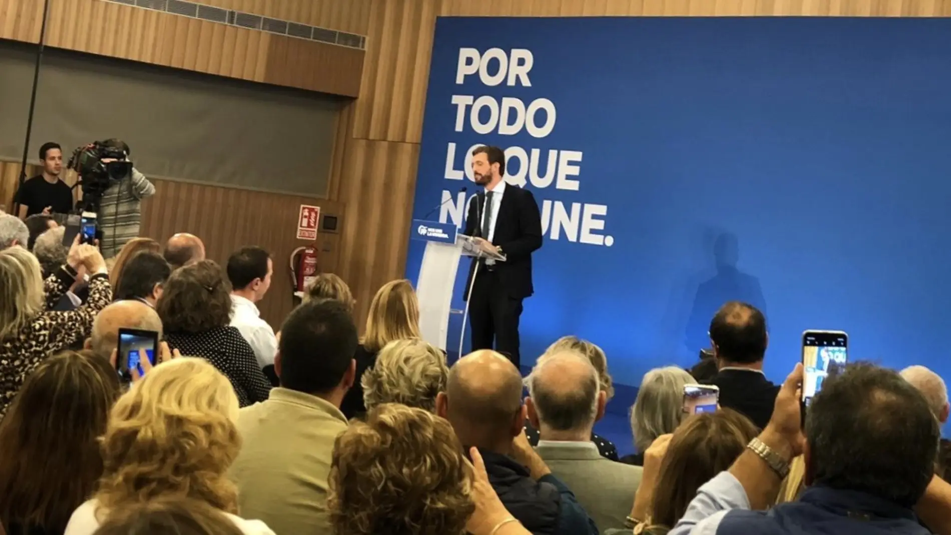 El presidente del PP, Pablo Casado, en un acto electoral de precampaña en Palma.