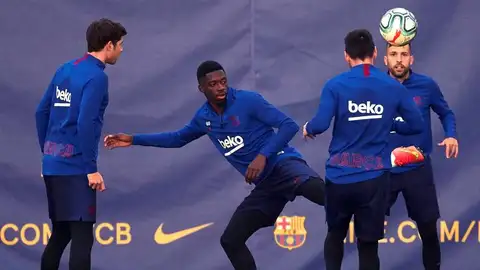 Dembele, en un entrenamiento del Barcelona. Dembele, en un entrenamiento del Barcelona.