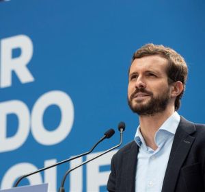 El líder del PP, Pablo Casado, en un mitin El líder del PP, Pablo Casado, en un mitin