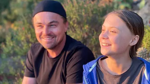 Greta Thunberg y Leonardo DiCaprio Greta Thunberg y Leonardo DiCaprio