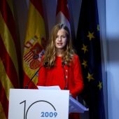 La princesa Leonor en el acto de entrega de los Premios Princesa de Girona