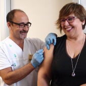 Carmen Olmedo se ha vacunado hoy en un centro de salud de Ciudad Real