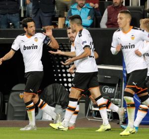 Los jugadores del Valencia celebran un gol Los jugadores del Valencia celebran un gol