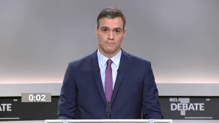 El minuto de oro de Pedro Sánchez en el debate: "Pido el voto al PSOE para tener un gobierno fuerte y estable en España" El minuto de oro de Pedro Sánchez en el debate: "Pido el voto al PSOE para tener un gobierno fuerte y estable en España"