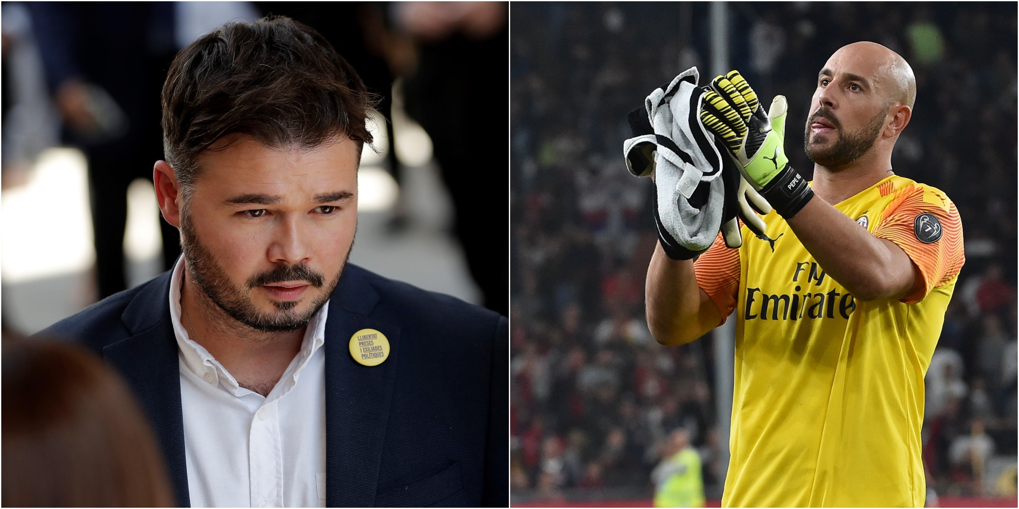 Rufián responde a Reina en las redes sociales y recibe una nueva réplica del portero Rufián responde a Reina en las redes sociales y recibe una nueva réplica del portero