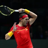 Rafa Nadal disputando el partido frente a Khachanov Rafa Nadal disputando el partido frente a Khachanov