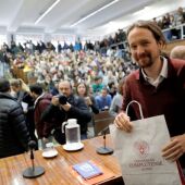 El líder de Podemos, Pablo Iglesias, antes de participar en la charla La lucha antifascista en la Unión de Estudiantes Progresistas Estudiantes de Izquierda (UEP ei) en la Universidad Complutense. EFE Juan C_643x397