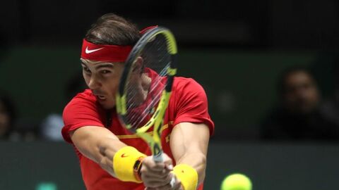 Rafa Nadal, en un partido de la Copa Davis.