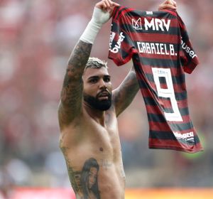 'Gabigol' celebra su gol en la final de la Copa Libertadores. 'Gabigol' celebra su gol en la final de la Copa Libertadores.