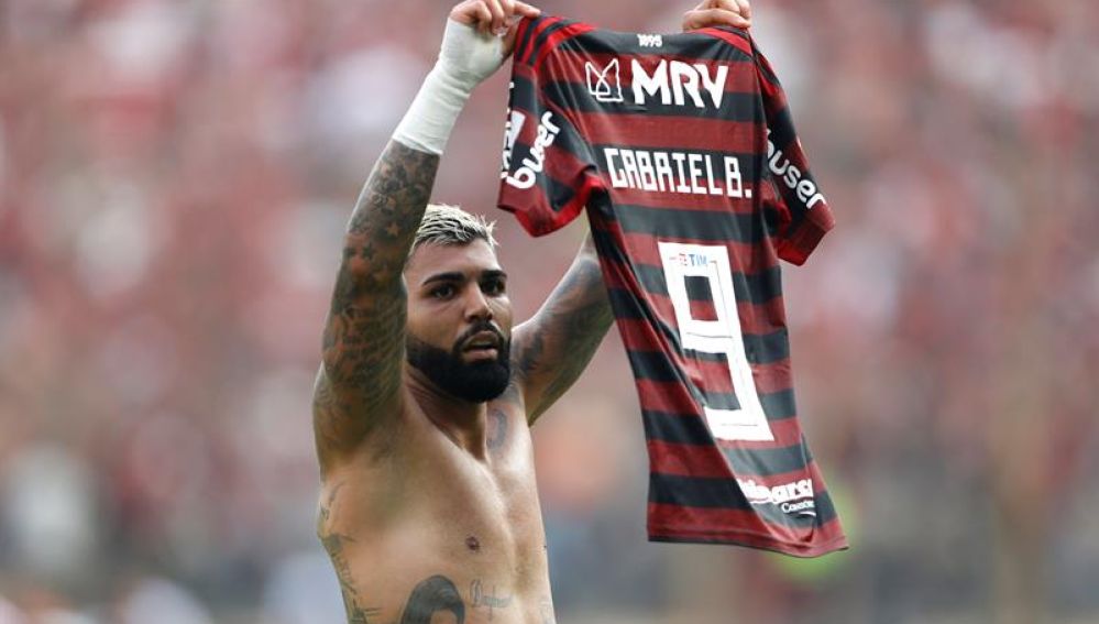 'Gabigol' celebra su gol en la final de la Copa Libertadores. 