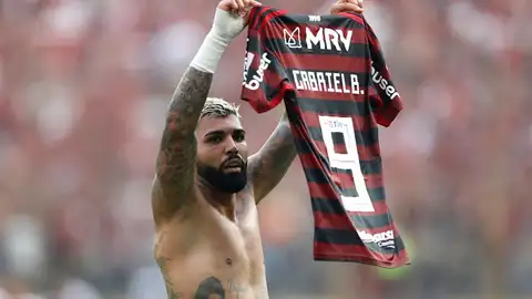 'Gabigol' celebra su gol en la final de la Copa Libertadores. 'Gabigol' celebra su gol en la final de la Copa Libertadores.