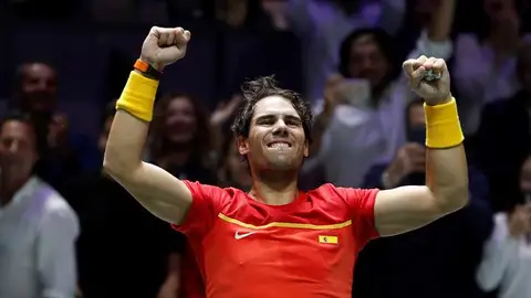 Rafa Nadal, tras ganar las semifinales a Canadá. Rafa Nadal, tras ganar las semifinales a Canadá.