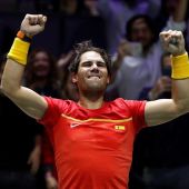 Rafa Nadal, tras ganar las semifinales a Canadá. 
