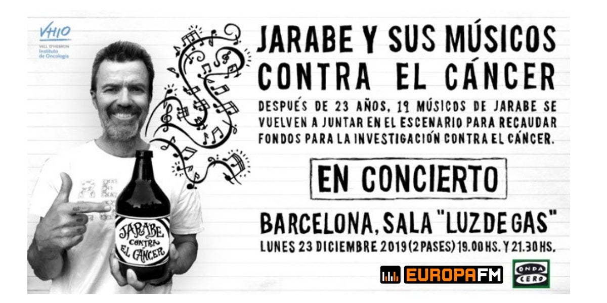 Pau Donés torna per al concert solidari 'Jarabe y Sus Músicos Contra el Càncer' Pau Donés torna per al concert solidari 'Jarabe y Sus Músicos Contra el Càncer'