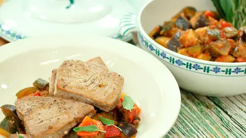 Pisto con pez espada Pisto con pez espada