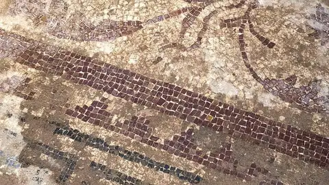 Mosaicos del apodyterium de las termas del Zahorra, en la ciudad de Valeria Mosaicos del apodyterium de las termas del Zahorra, en la ciudad de Valeria