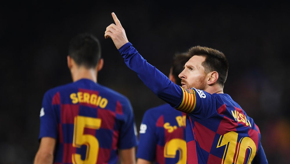 Leo Messi celebra un gol ante el Mallorca