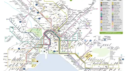 Mapa de las líneas de la EMT que recorren la ciudad de Palma Mapa de las líneas de la EMT que recorren la ciudad de Palma