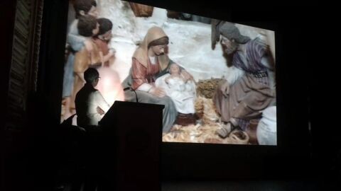 Jos&eacute; Ant&oacute;n Puntes durante el preg&oacute;n de Navidad de Elche de 2019.