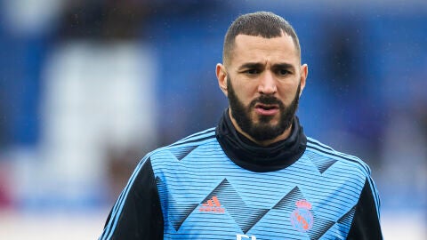 Karim Benzema durante un entrenamiento con el Real Madrid