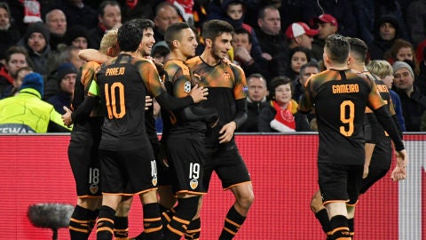 Rodrigo Moreno celebra su gol 