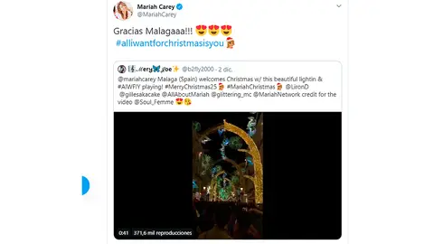 El agradecimiento a Málaga de Mariah Carey en twitter El agradecimiento a Málaga de Mariah Carey en twitter