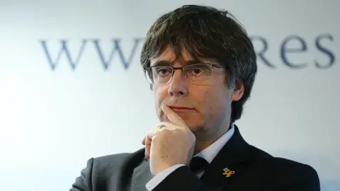 Carles Puigdemont durante un acto en Bruselas Carles Puigdemont durante un acto en Bruselas