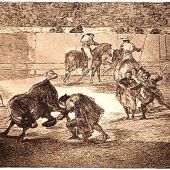 Pepe-Hillo, haciendo un recorte al toro (Grabado de Francisco de Goya)