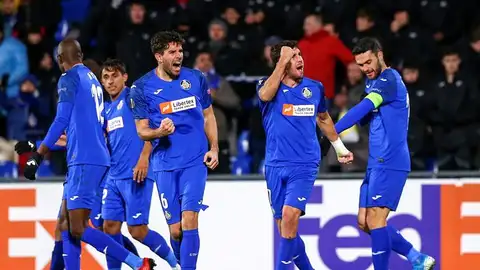 Los jugadores del Getafe celebran un gol Los jugadores del Getafe celebran un gol