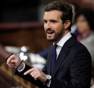 Pablo Casado durante su intervención en el Congreso Pablo Casado durante su intervención en el Congreso