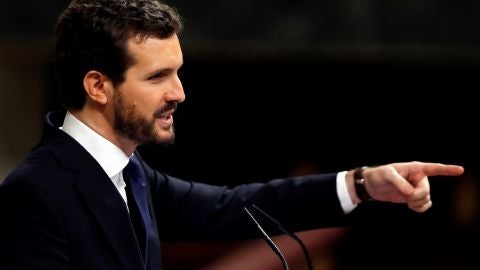 Pablo Casado, durante su intervenci&oacute;n en el Congreso de los Diputados