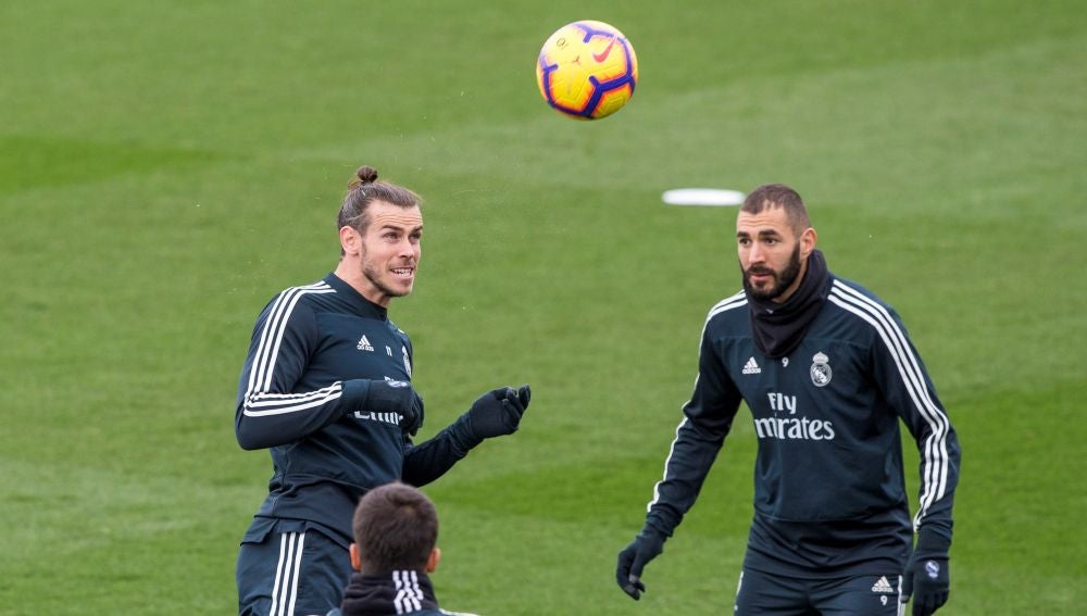 Bale y Benzema, en un entrenamiento con el Real Madrid