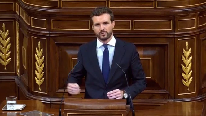 Pablo Casado durante su comparecencia en el pleno de investidura Pablo Casado durante su comparecencia en el pleno de investidura