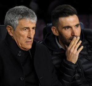 Quique Setién y Eder Sarabia. Quique Setién y Eder Sarabia.