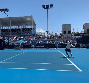 Mario Vilella, en un momento del encuentro ante el ruso Karen Khachanov. Mario Vilella, en un momento del encuentro ante el ruso Karen Khachanov.