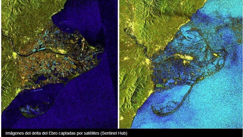 Las impactantes imágenes del Delta del Ebro engullido por el agua tras la borrasca Gloria Las impactantes imágenes del Delta del Ebro engullido por el agua tras la borrasca Gloria