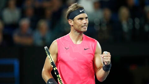 Rafa Nadal celebra un punto contra Delbonis