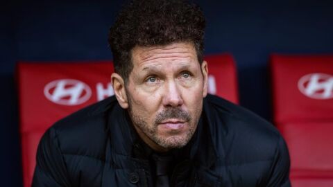 Diego Pablo Simeone, en el banquillo del Wanda Metropolitano. 