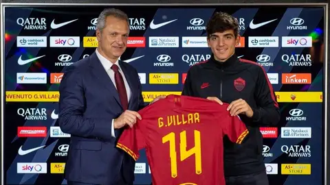 Gonzalo Villar, en su presentación como nuevo jugador de la AS Roma. ELCHE CF