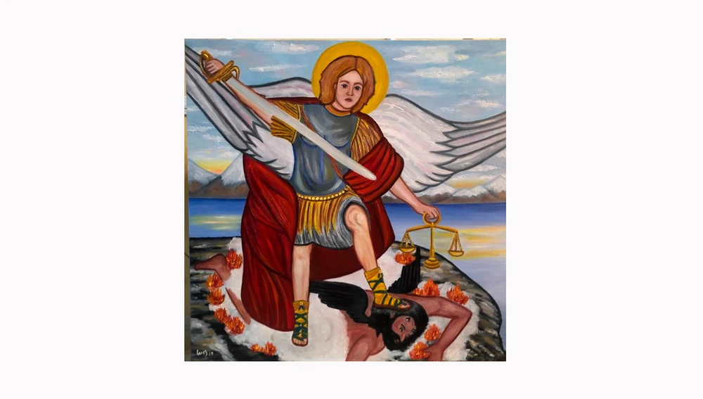 Cuadro de San Miguel que la pintora Inés Serna Orts de Elche.