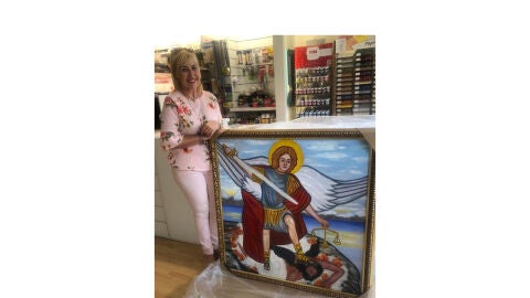 Cuadro de San Miguel que la pintora In&eacute;s Serna Orts de Elche.