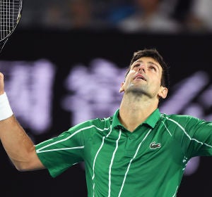 Djokovic celebra un punto ante Thiem Djokovic celebra un punto ante Thiem