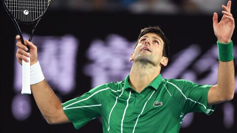 Djokovic celebra un punto ante Thiem