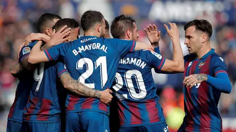 El Levante celebra el gol ante el Leganés El Levante celebra el gol ante el Leganés