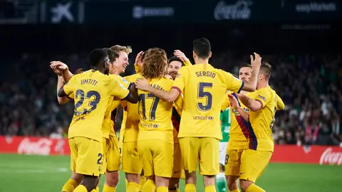 Los jugadores del Barcelona celebran un gol ante el Betis Los jugadores del Barcelona celebran un gol ante el Betis